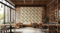 Botanical Orange Motif floral wallpaper

