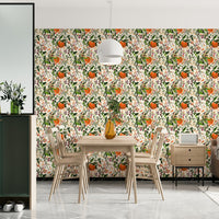 Botanical Orange Motif plant wallpaper for walls

