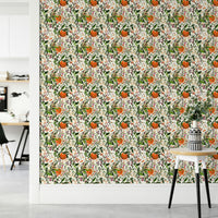 Botanical Orange Motif garden wall covering

