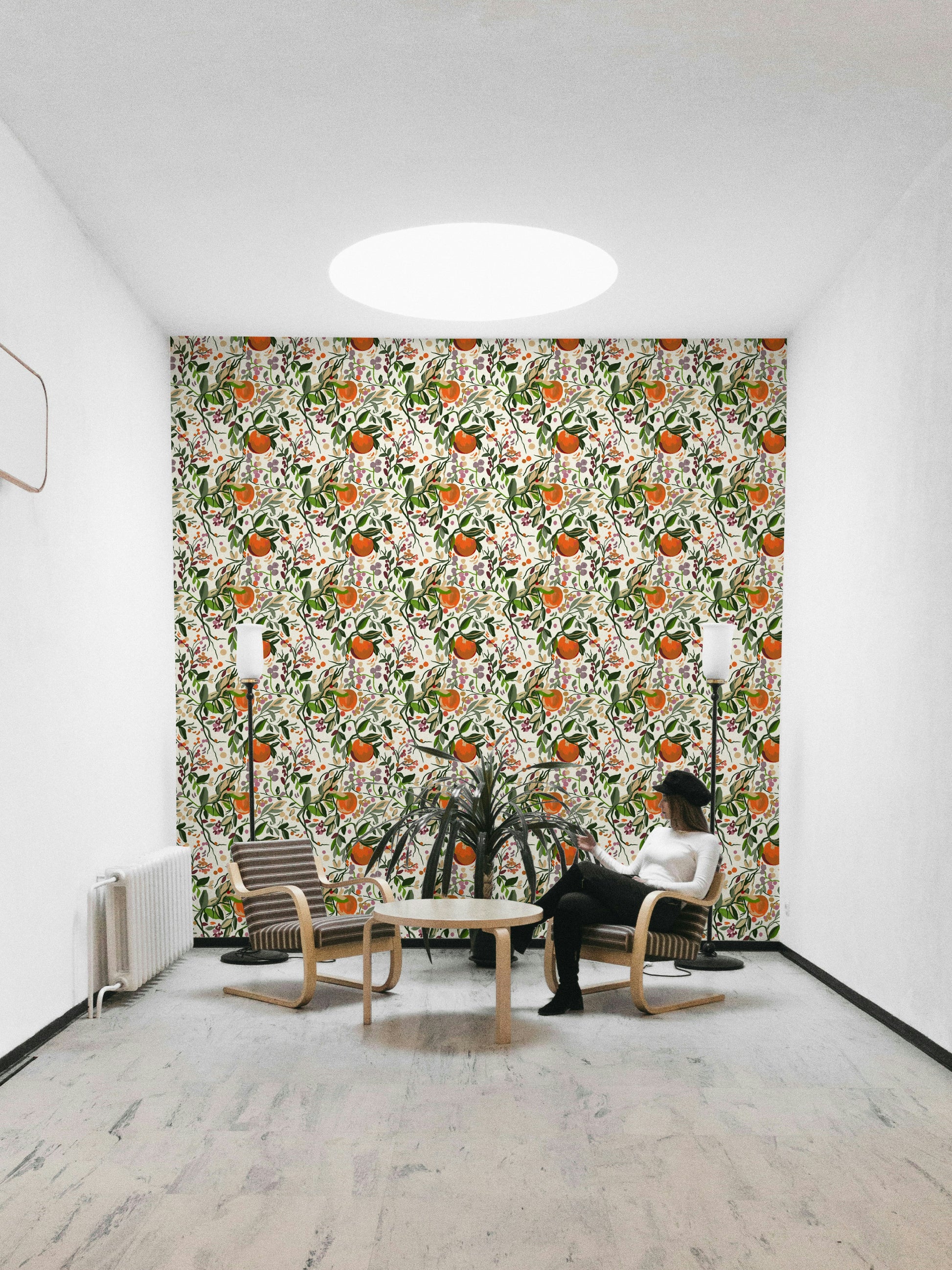 Botanical Orange Motif vibrant wall art

