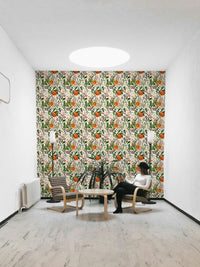 Botanical Orange Motif vibrant wall art

