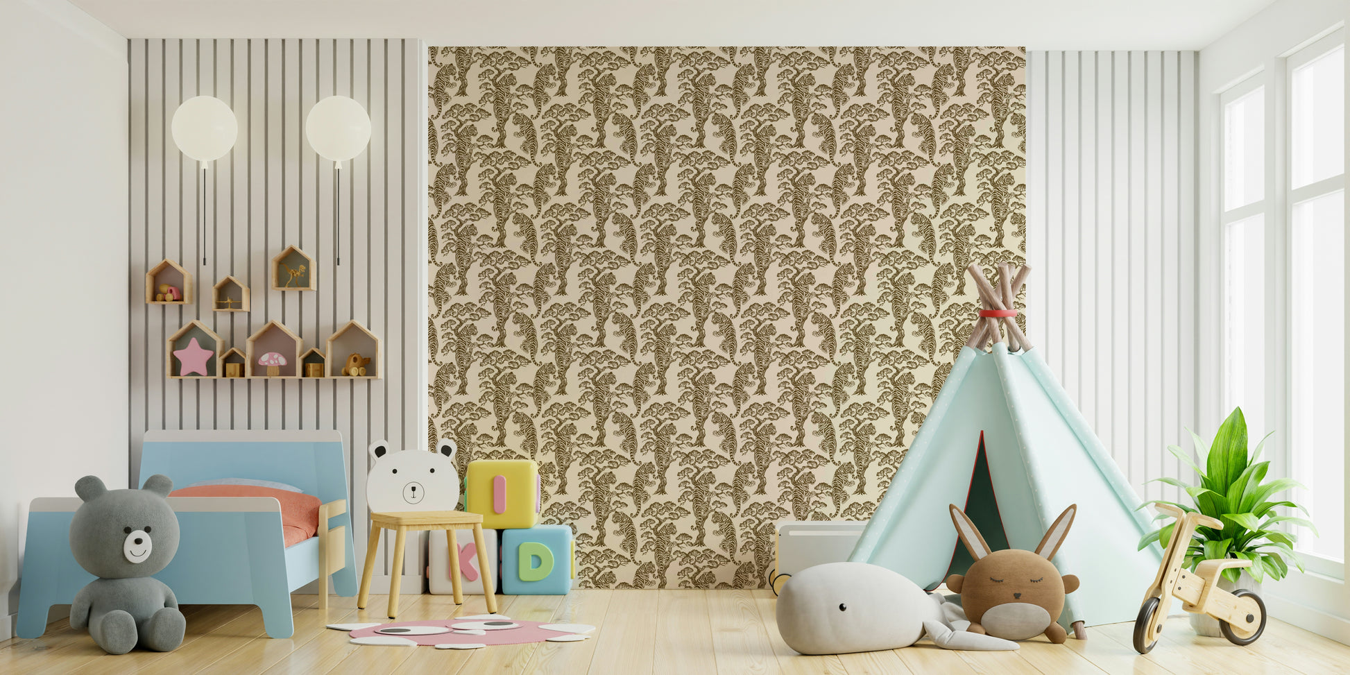 An angled shot of the mural's classic color palette.