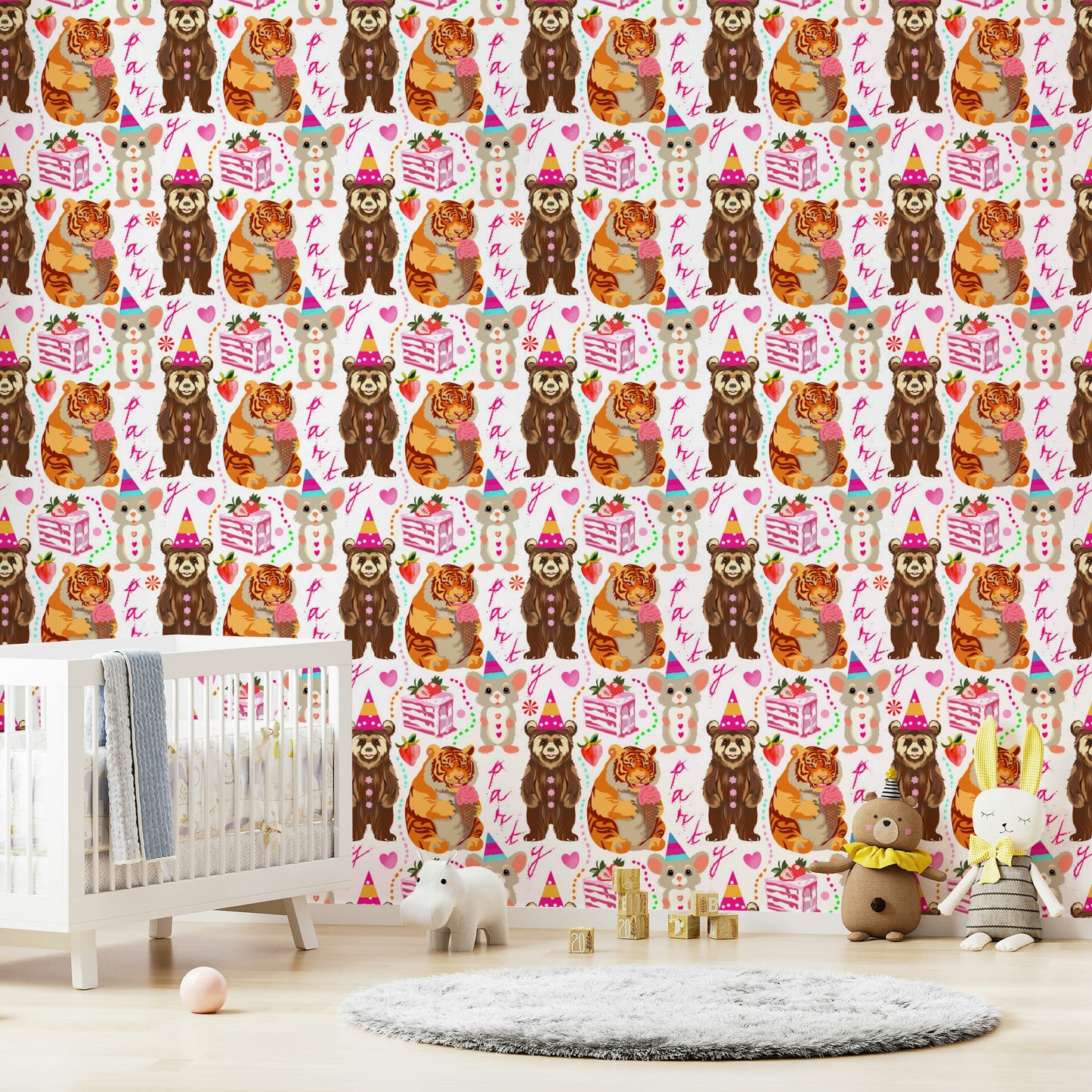 A detail shot of the colorful balloons and confetti.