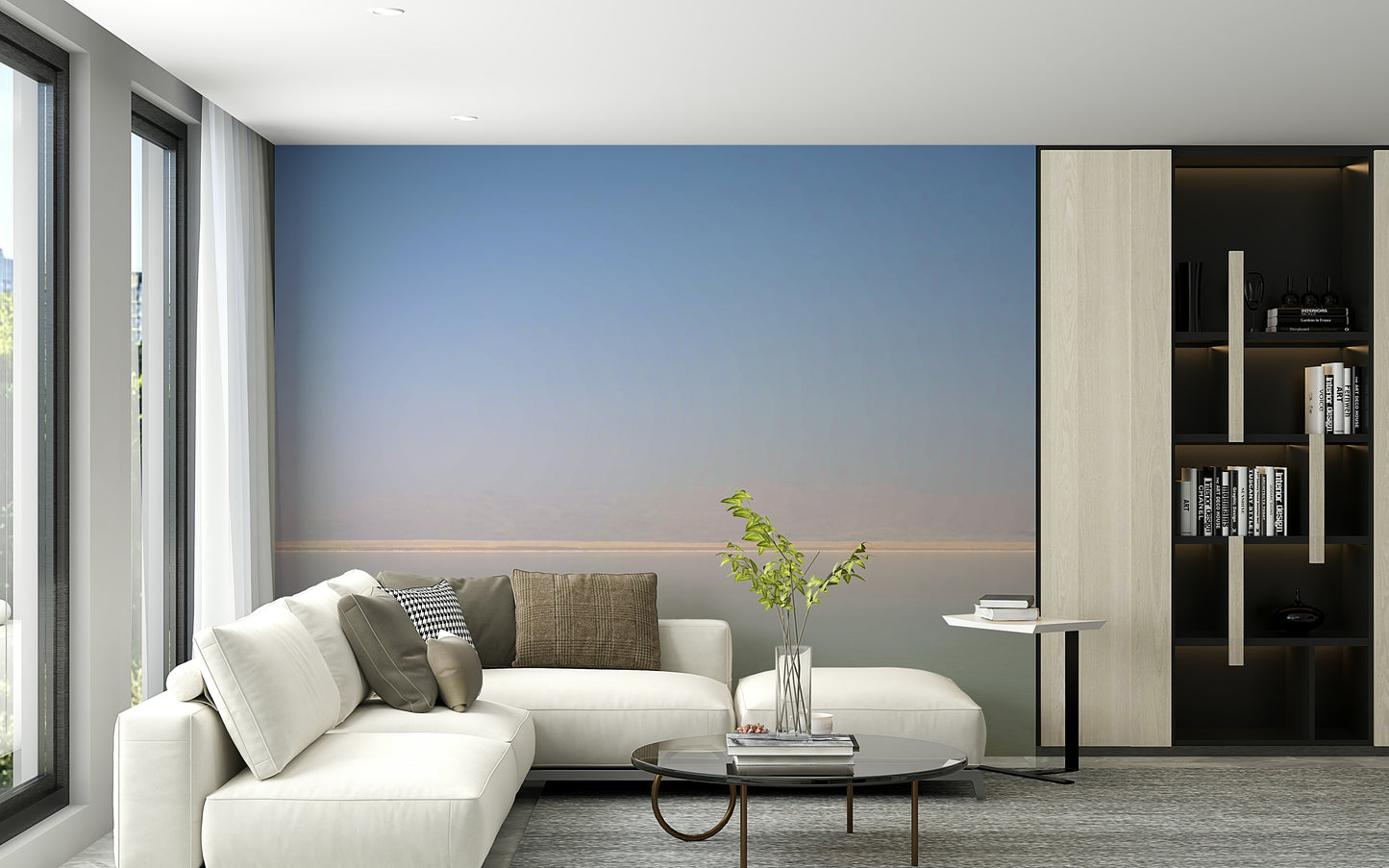 A beautiful panoramic view of the Dead Sea and its unique shoreline.

