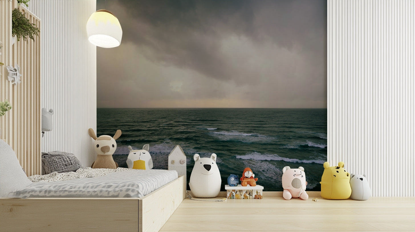 The peel and stick wallpaper on a smooth wall surface.

