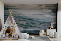 The peel and stick wallpaper showing realistic water textures.

