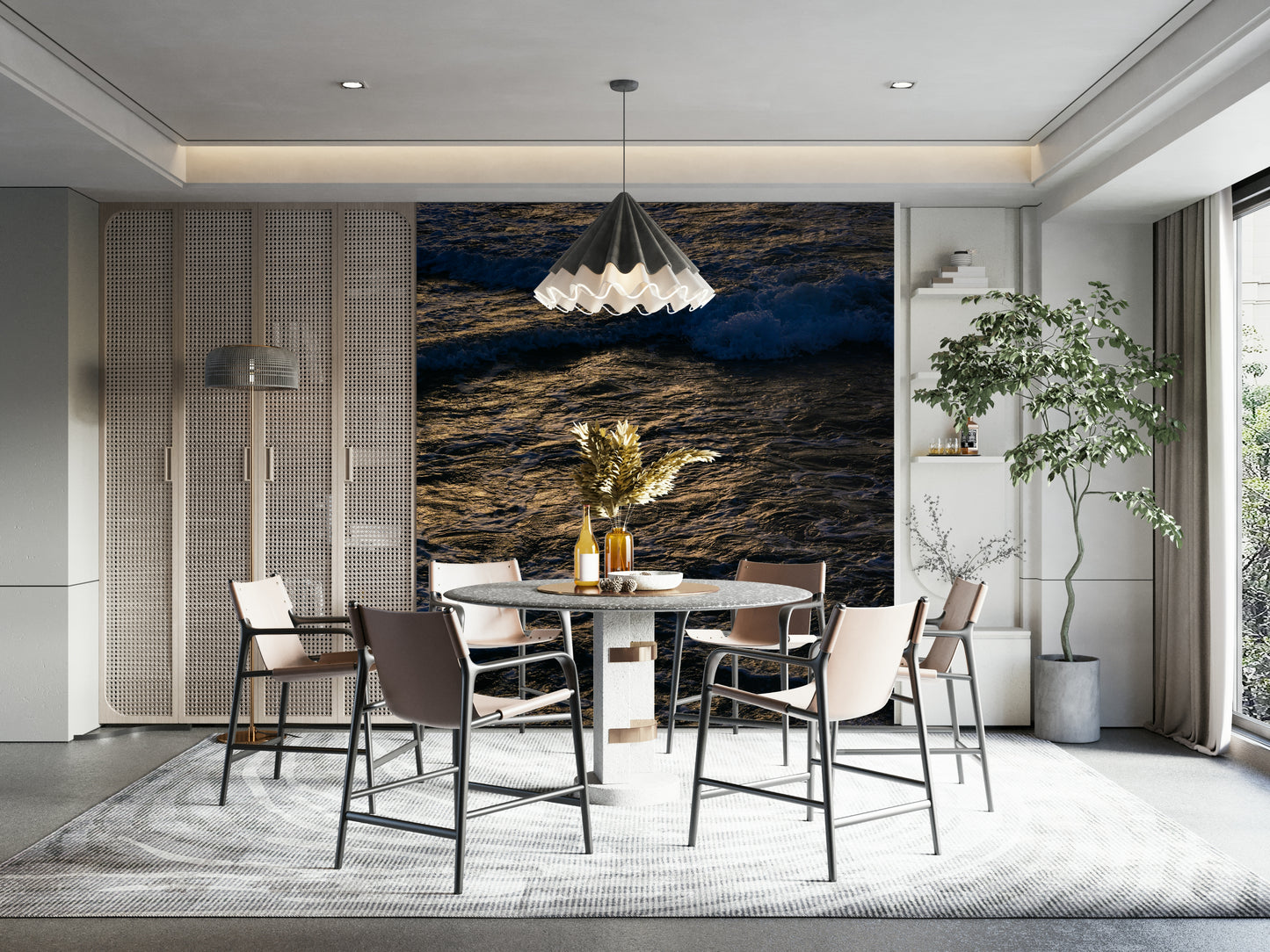 The wallpaper for walls being admired in a home.

