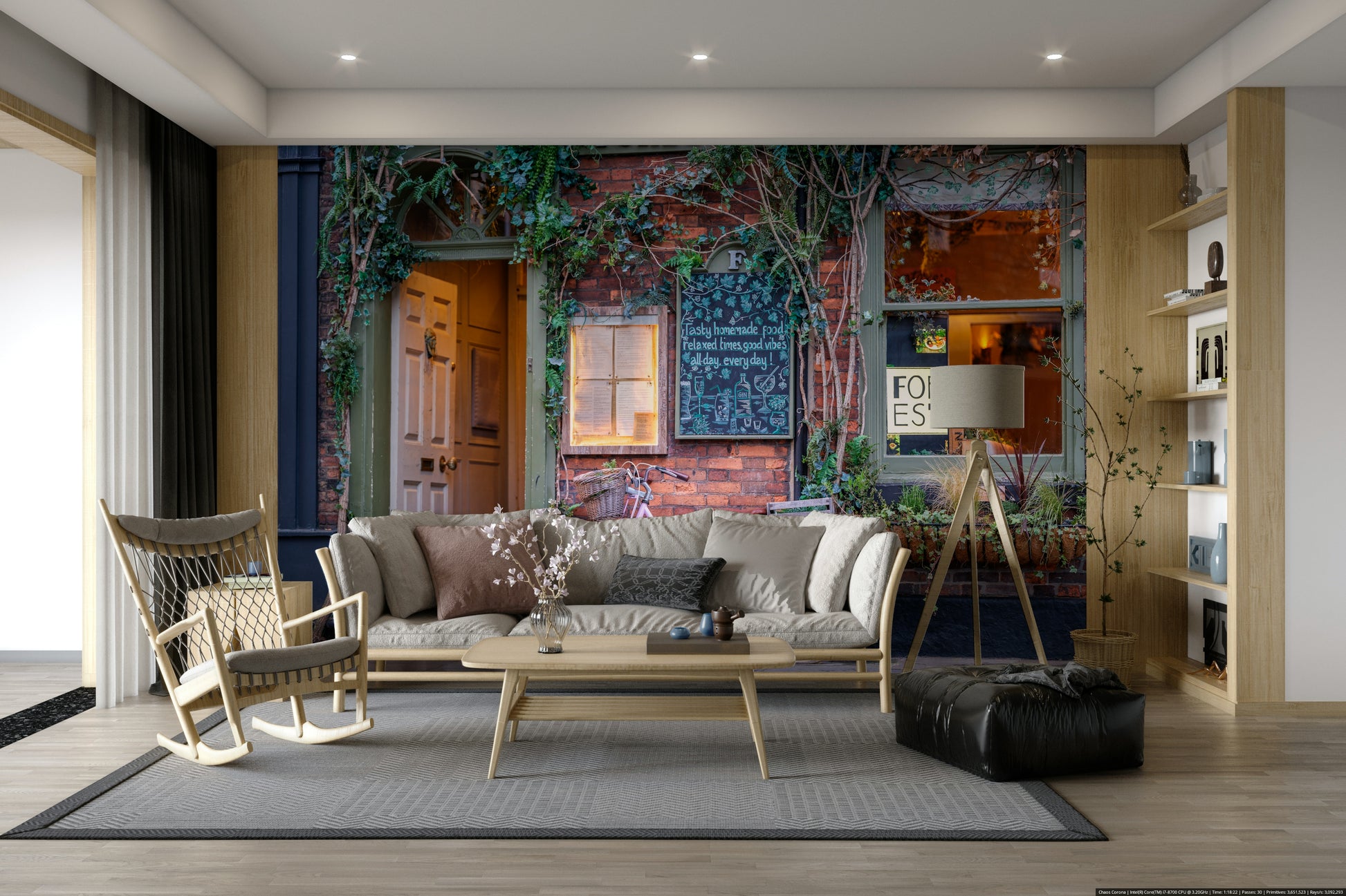 A close-up of the vintage bicycle and cafe details.

