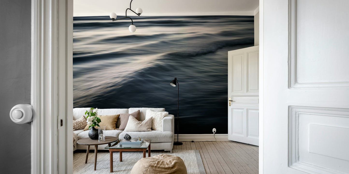 A graceful subtle pattern wall mural in cool, natural tones.

