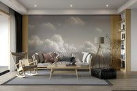 A beautiful blue sky wall mural for a living room.



