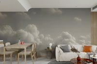 A graceful serene sky wall mural in soft, ethereal tones.



