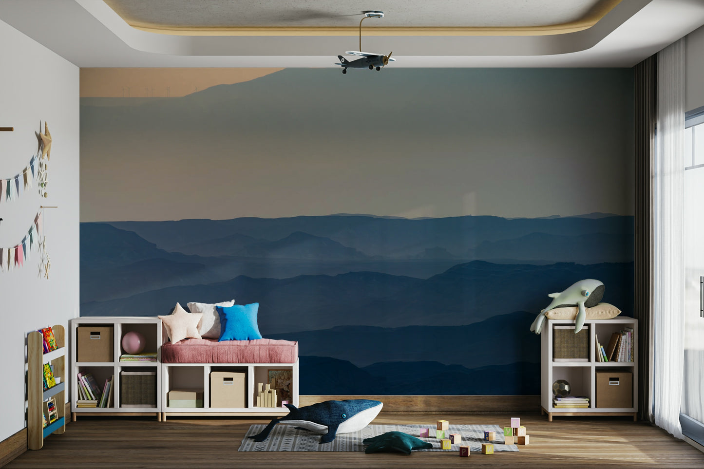 A beautiful panoramic wall mural for a living room.

