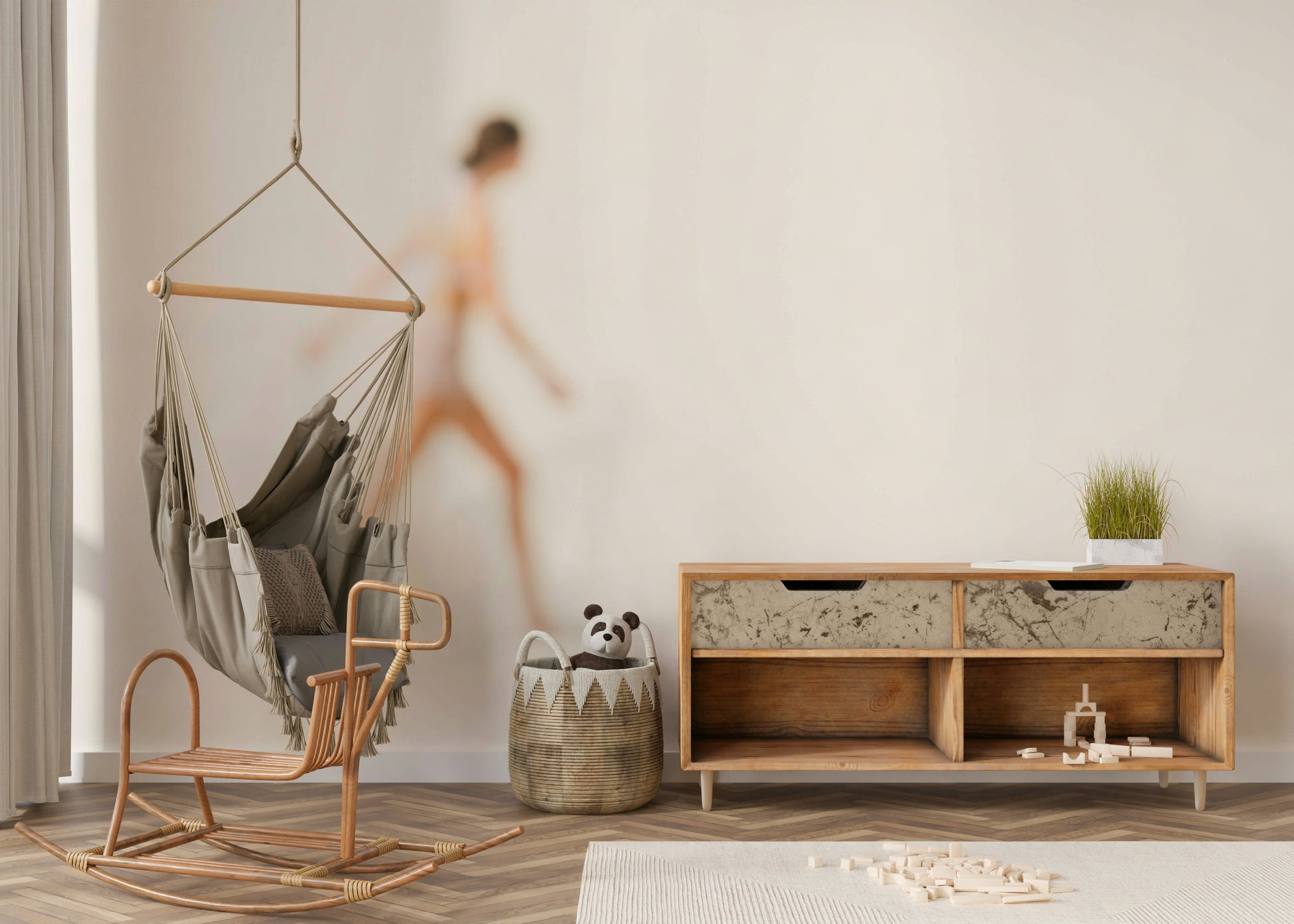 A calming ocean wave wallpaper mural that defines a space.

