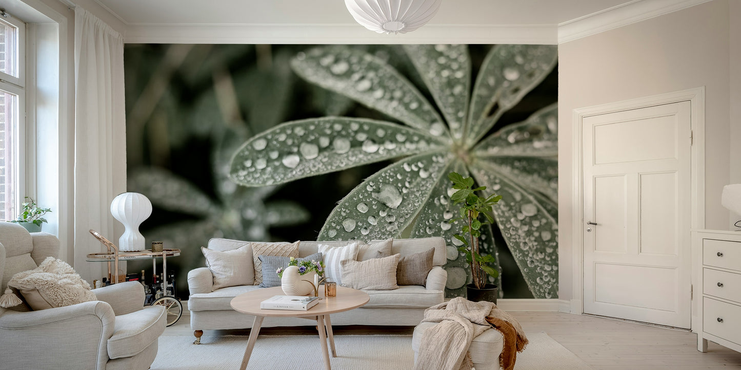 The peel and stick wallpaper showing realistic flower textures.