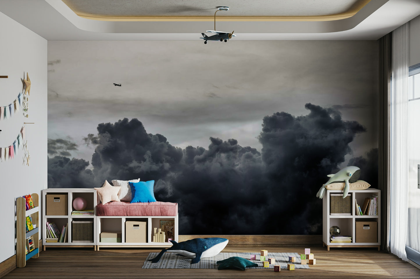A classic cloudscape wallpaper for walls with a dramatic theme.

