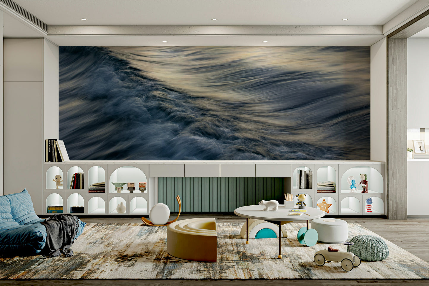 An artistic nature seascape mural for home decor.

