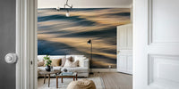 A graceful subtle pattern wall mural in cool, natural tones.

