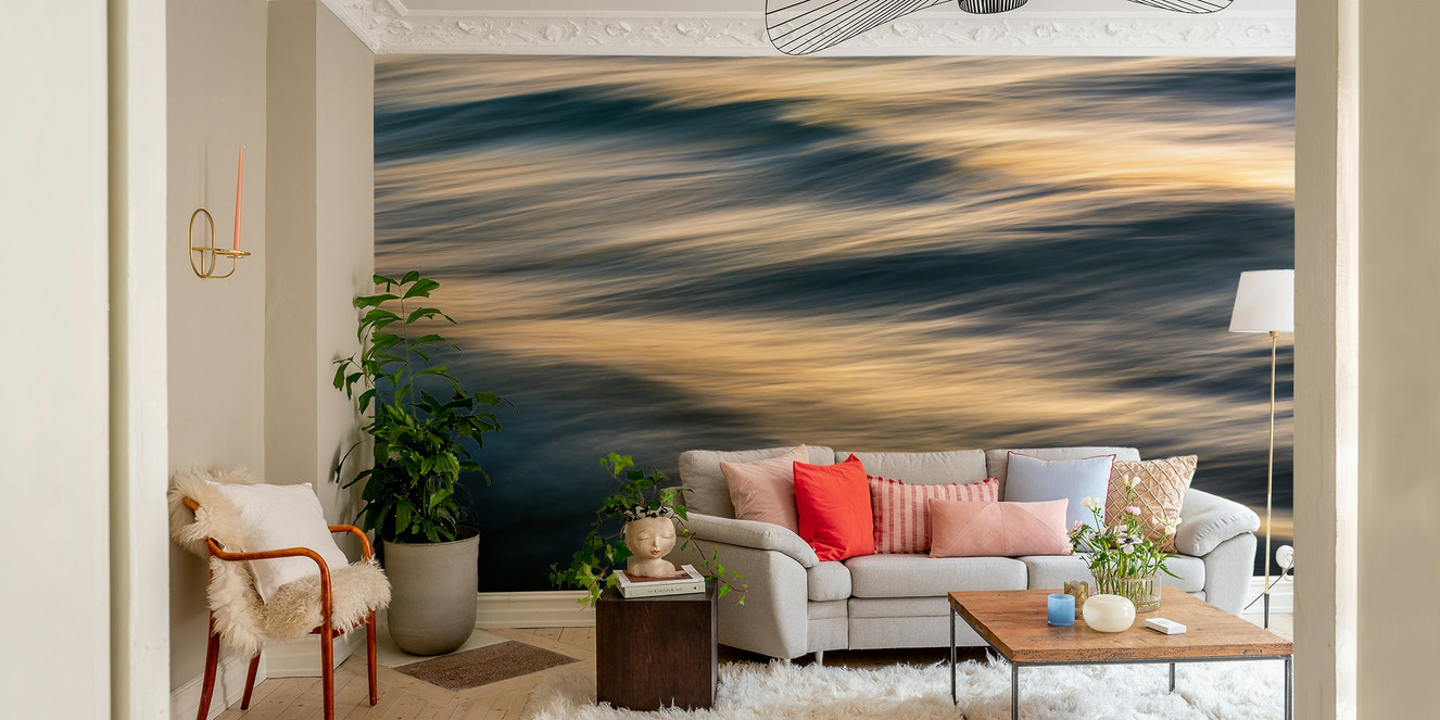 A beautiful abstract wave wallpaper mural for a modern home.


