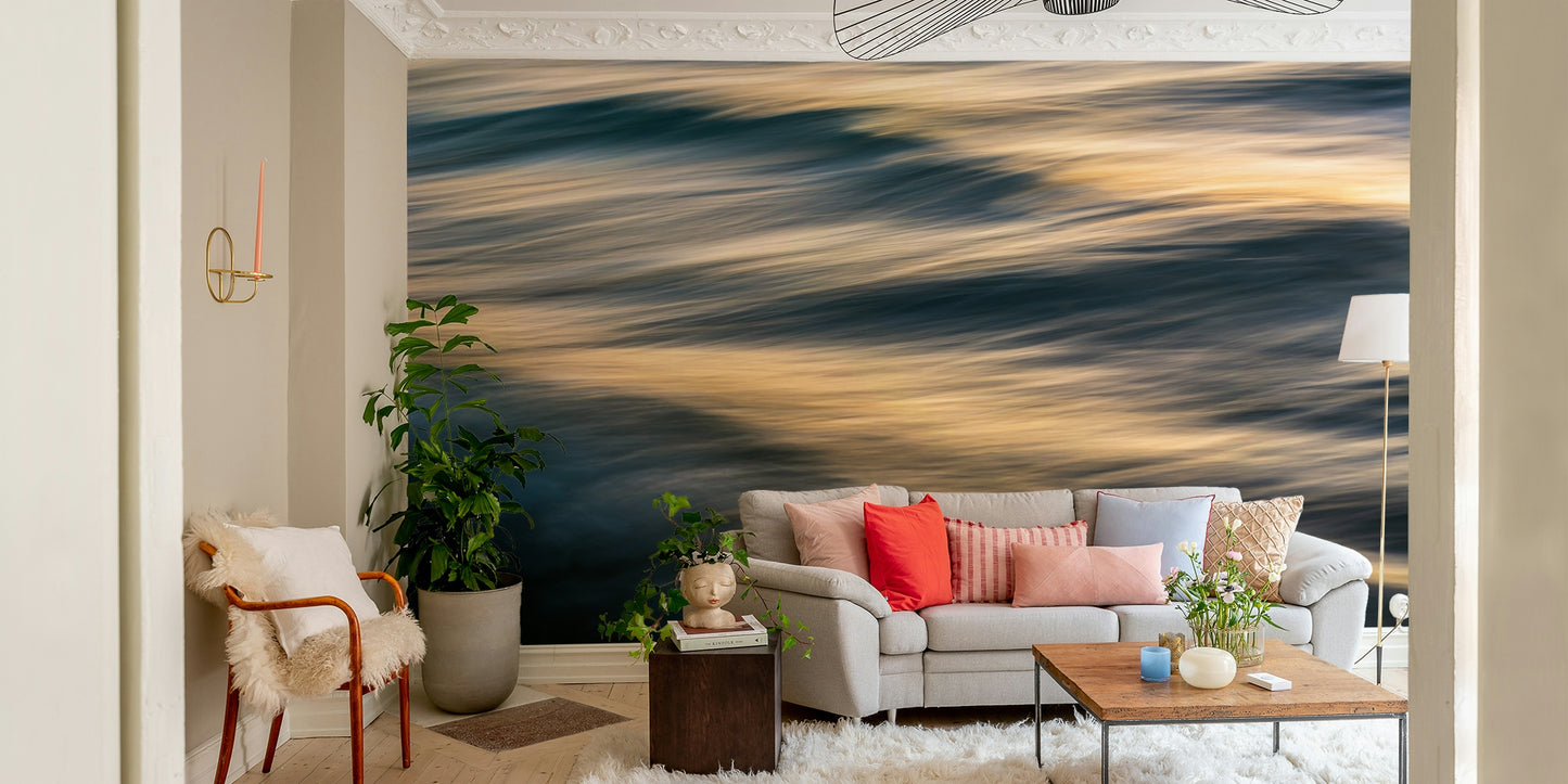 A beautiful abstract wave wallpaper mural for a modern home.

