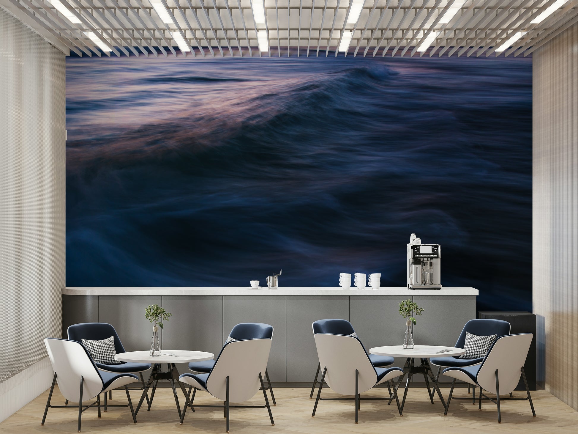 A beautiful abstract wave wallpaper mural for a modern home.

