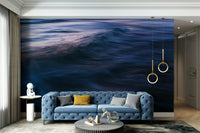 A beautiful abstract ocean wall mural for a living room.

