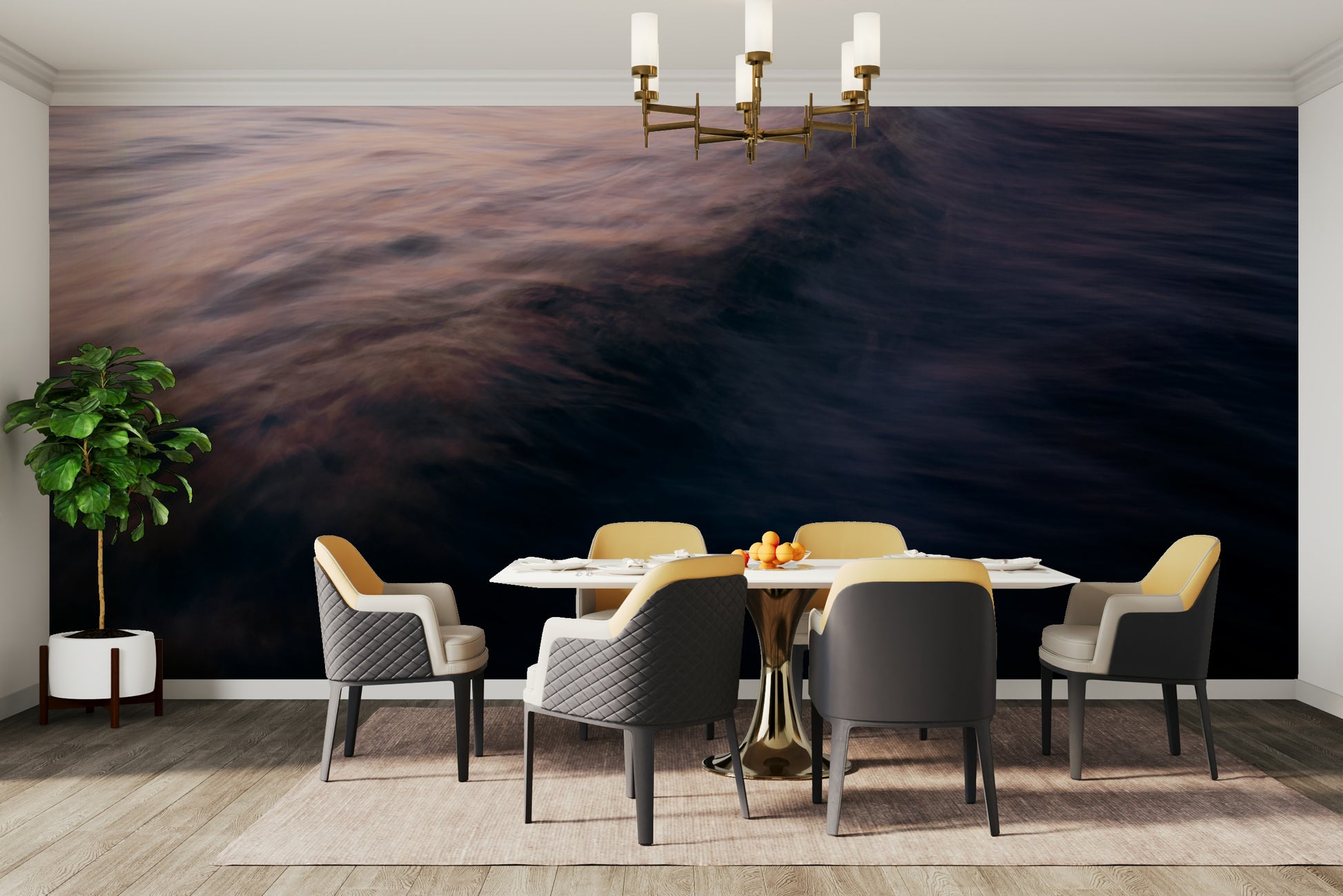 An artistic nature seascape mural for home decor.

