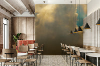 A graceful subtle cloudscape wall mural in cool, natural tones.

