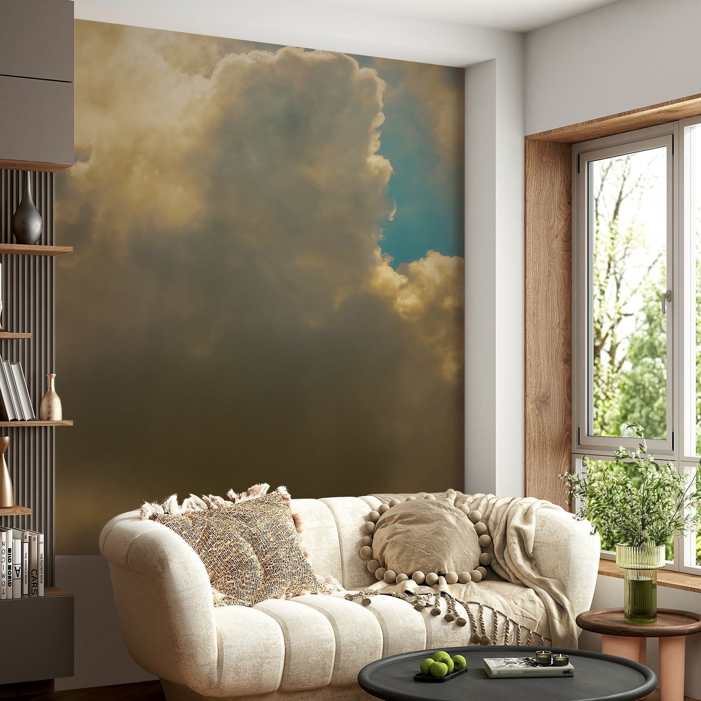 A contemplative soft focus sky wallpaper mural for a feature wall.

