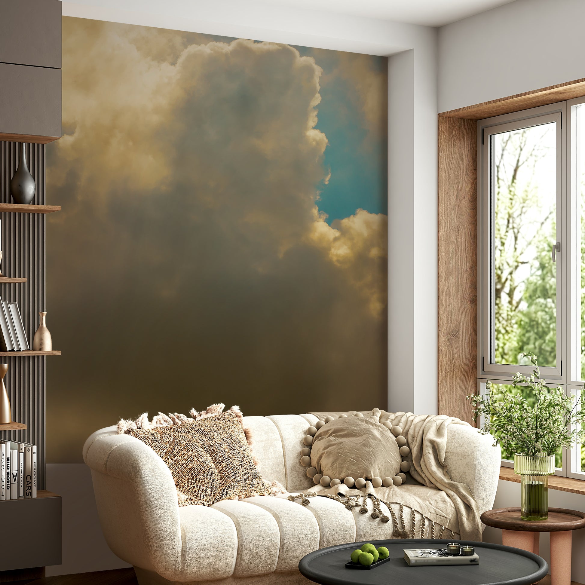 A contemplative soft focus sky wallpaper mural for a feature wall.

