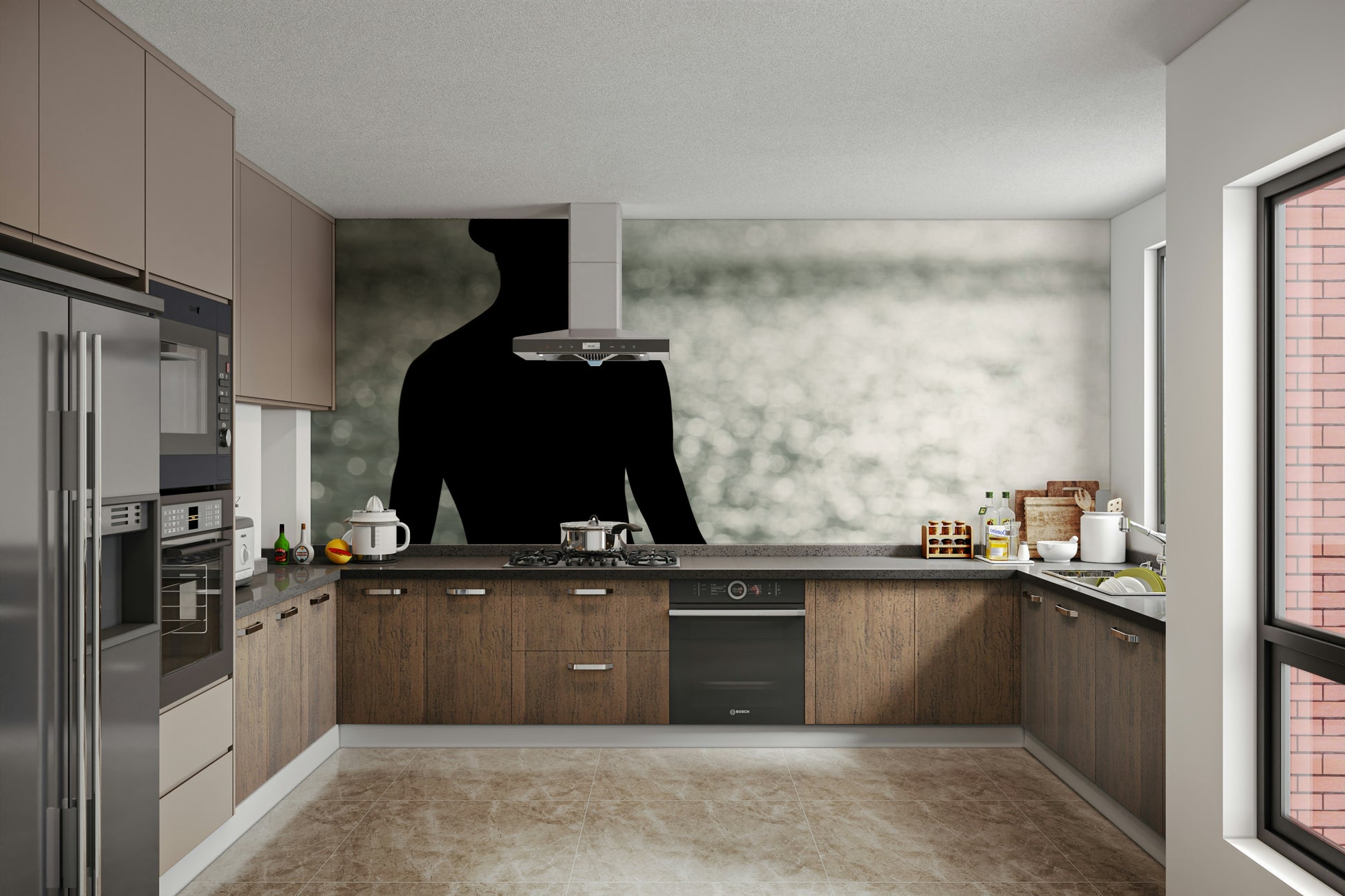 A calming desert theme wallpaper mural that defines a space.

