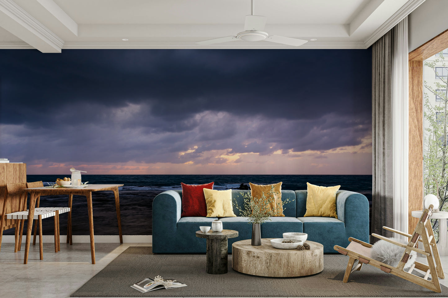 A contemplative subtle abstract wallpaper mural for a feature wall.

