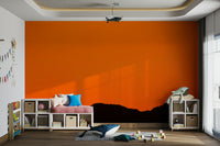 A beautiful desert mountain wallpaper mural with a fiery sunset.

