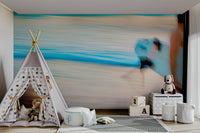 An artistic coastal landscape mural for home decor.

