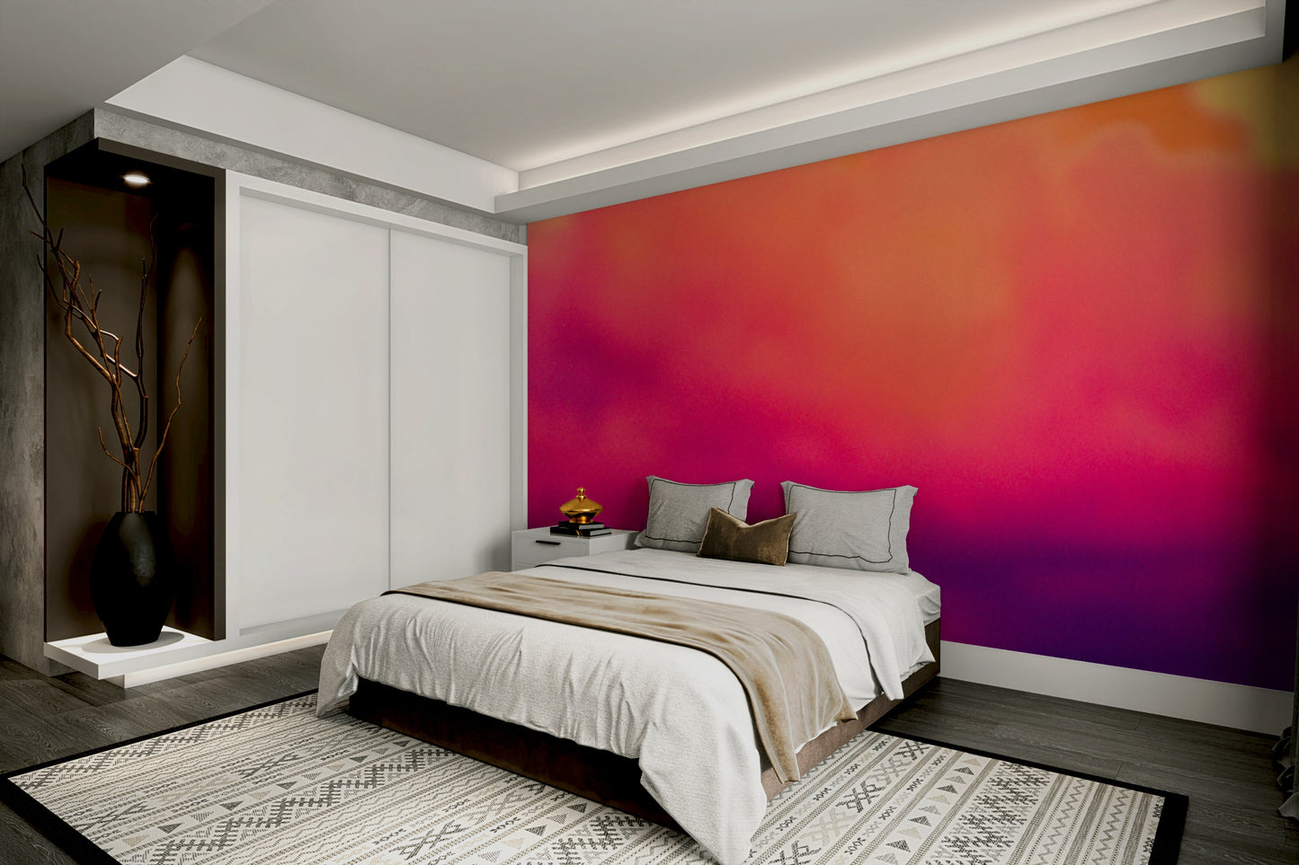 A calming serene sky wallpaper mural that defines a space.

