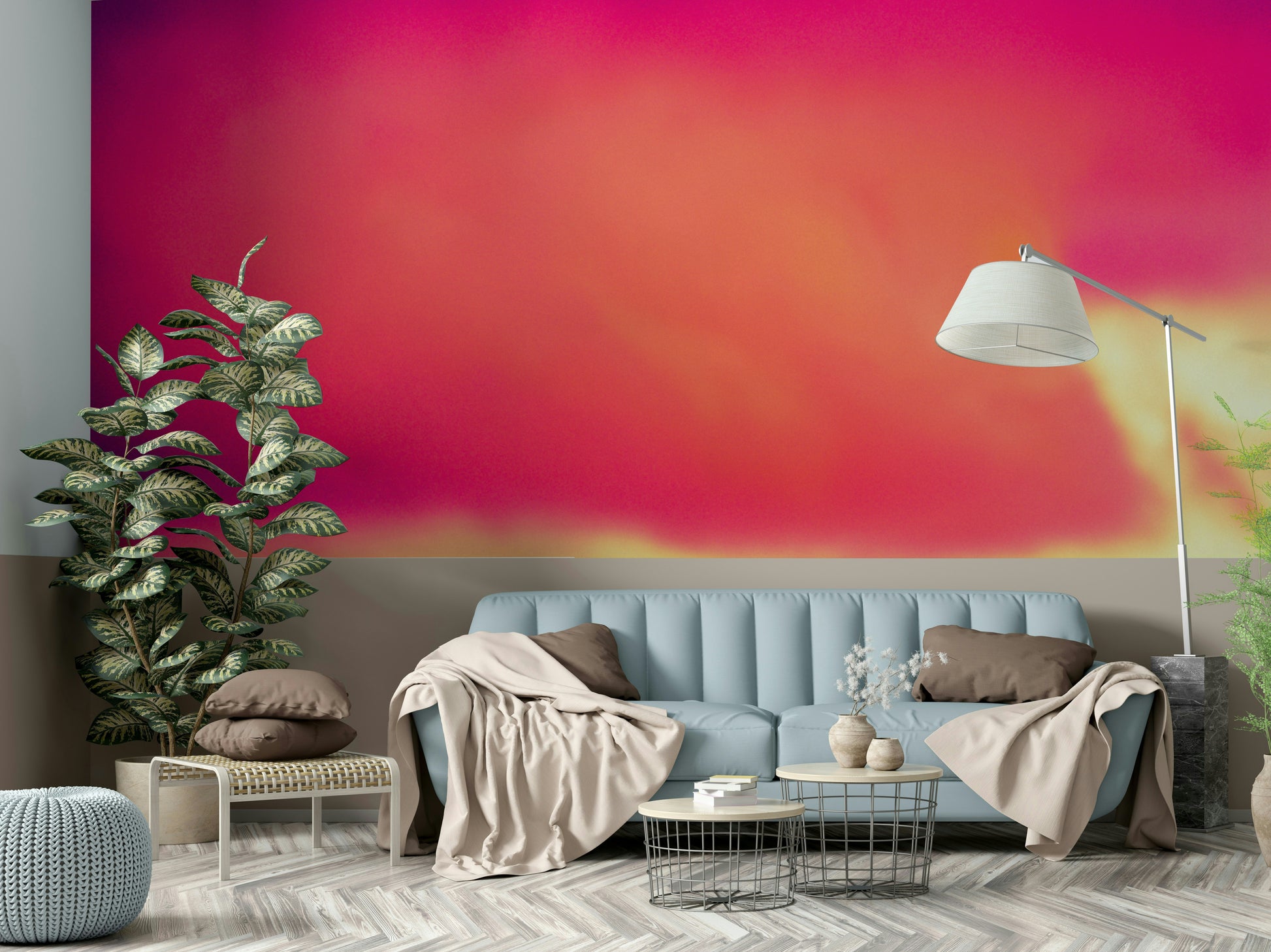 An artistic nature inspired mural for home decor.

