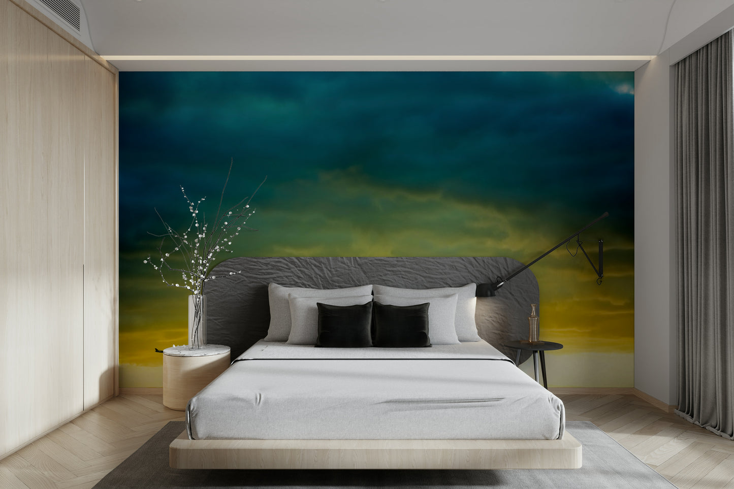 A graceful subtle pattern wall mural in bright, fresh tones.

