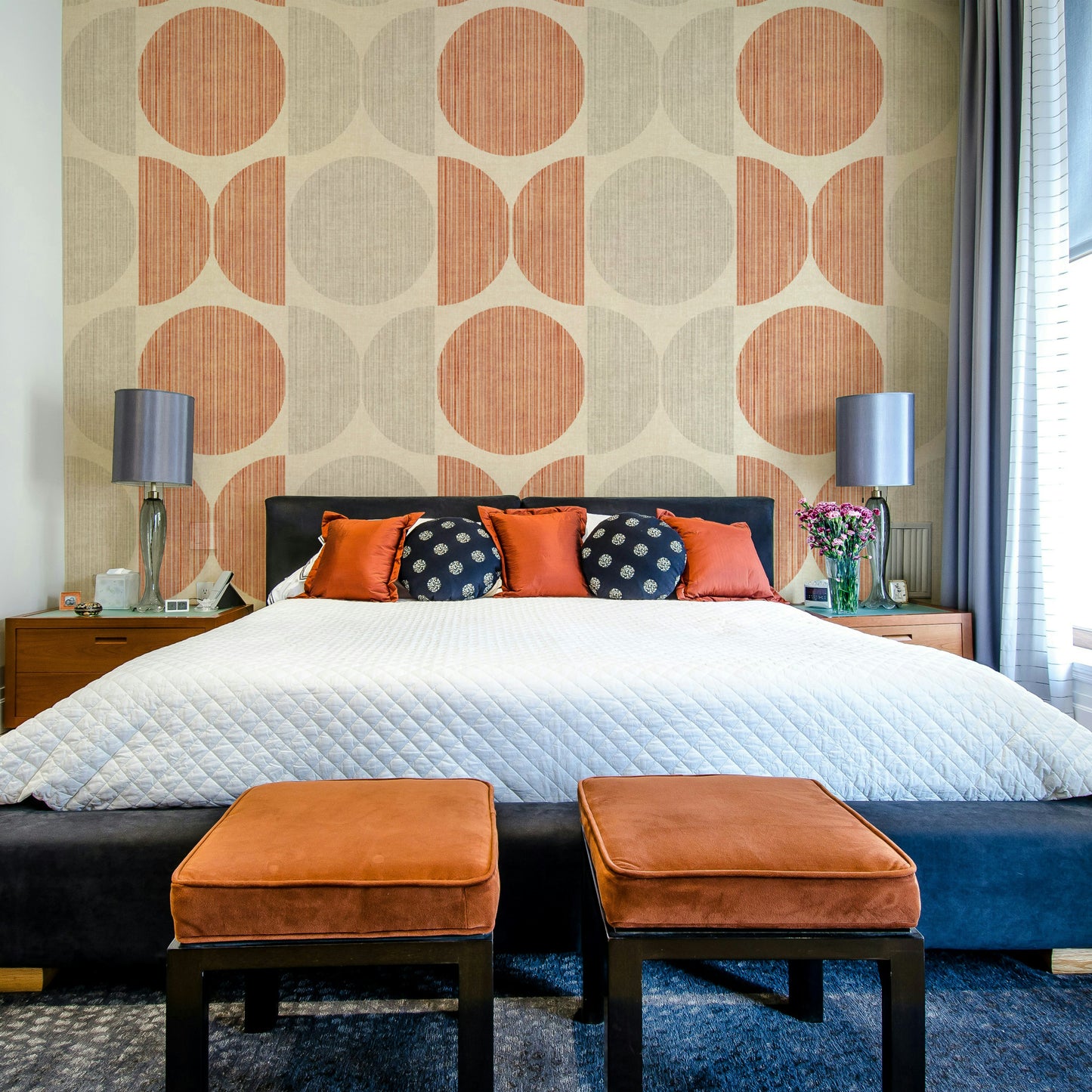 An artistic minimalist shape mural for home decor.

