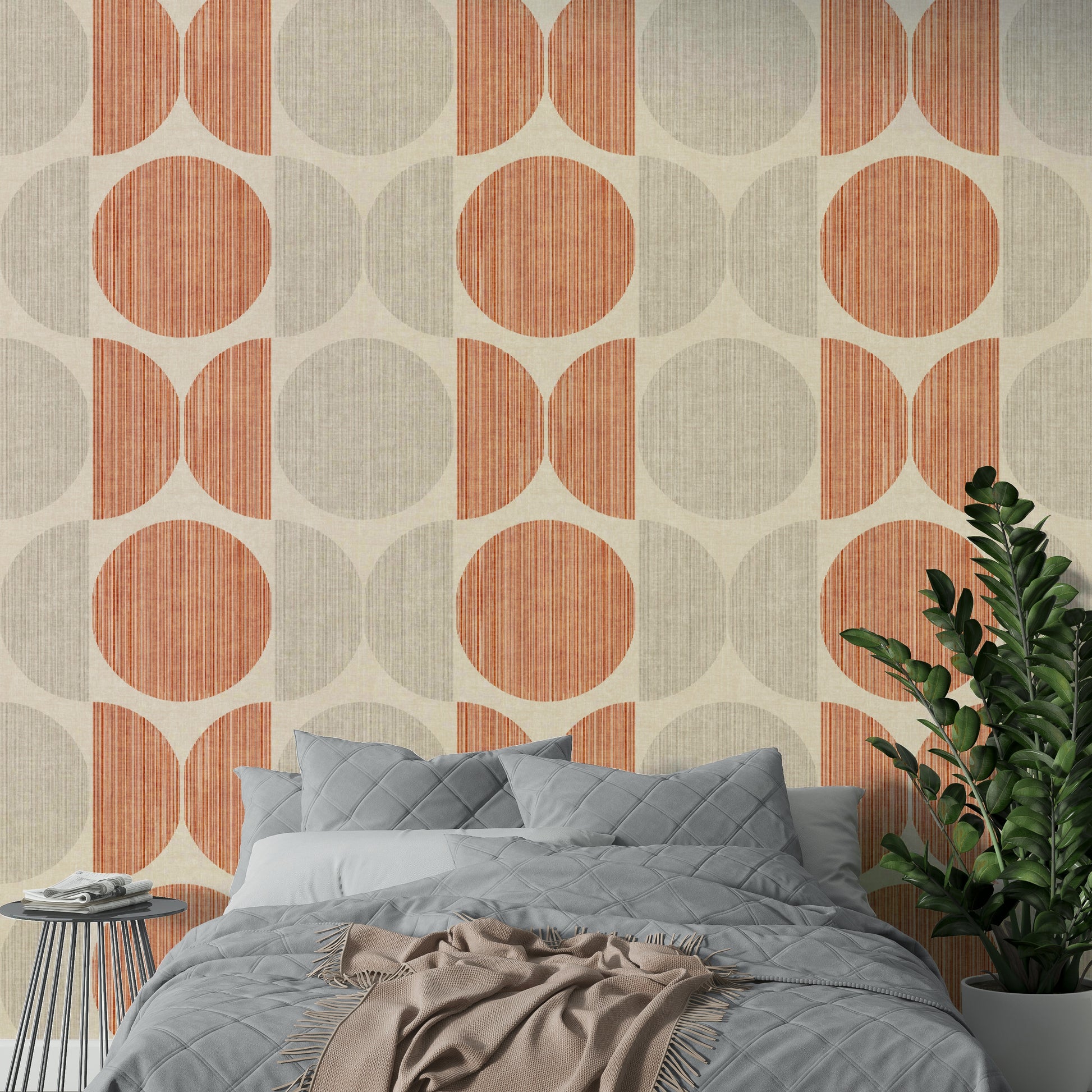 A serene orange geometric wall mural for your decor.


