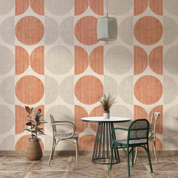 A beautiful Bauhaus circle wallpaper mural for a retro room.

