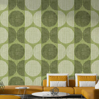 An artistic modern pattern mural on minimalist wallpaper.

