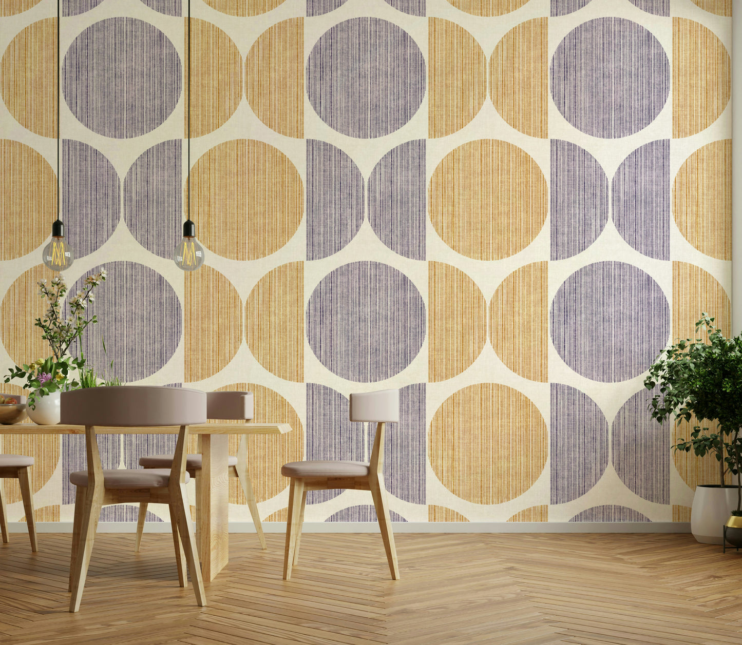 An artistic minimalist shape mural for home decor.

