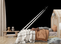 A calming modern abstract wallpaper mural that defines a space.

