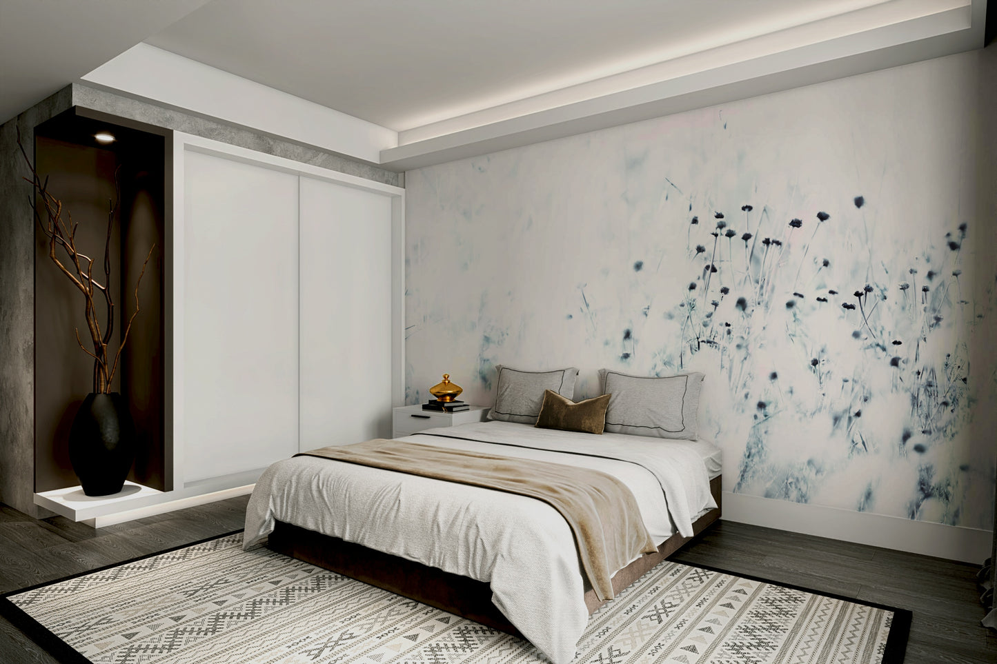 A beautiful modern art wall mural of a plant.

