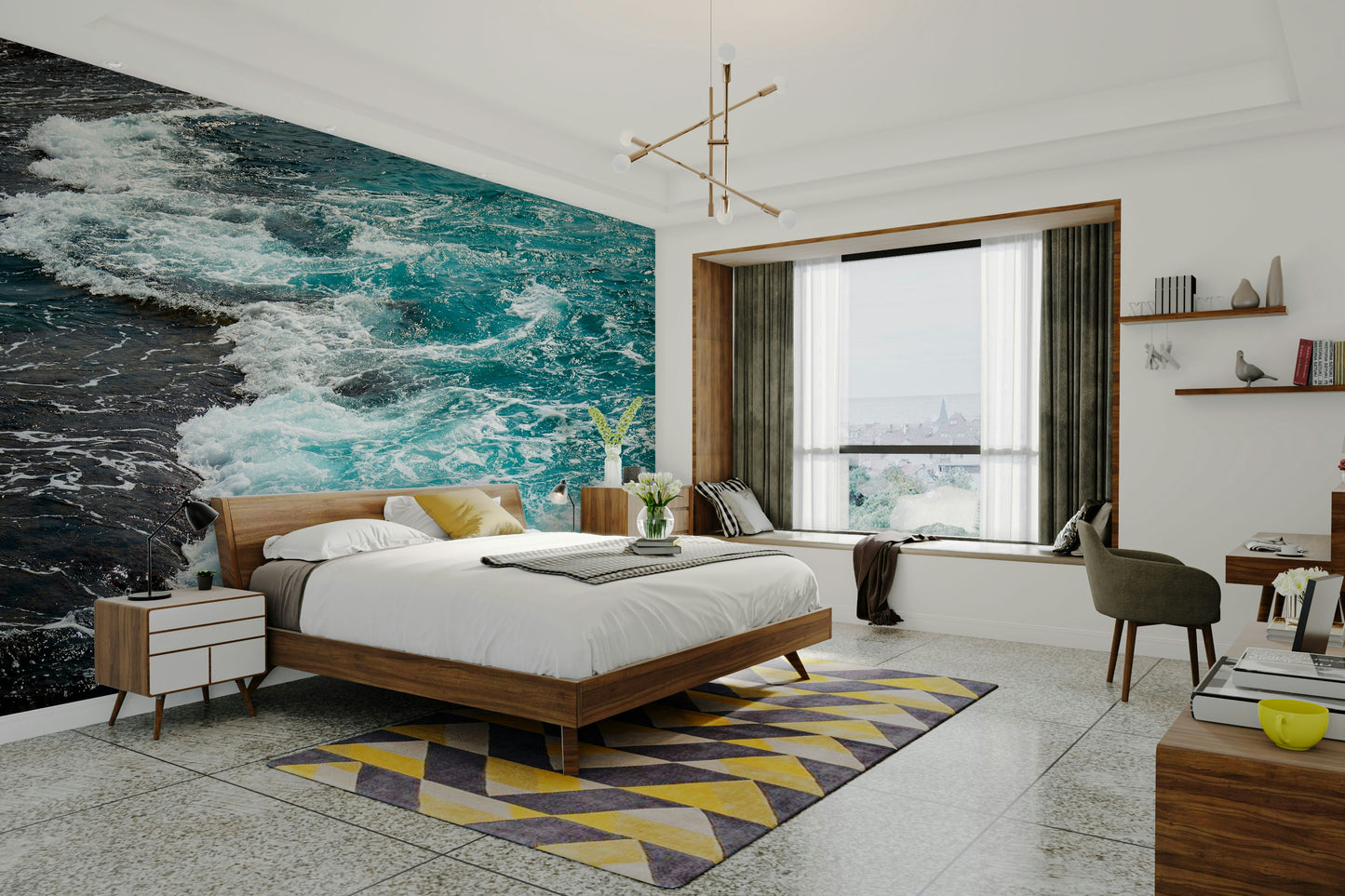 A beautiful wide-angle wall mural of the reserve.

