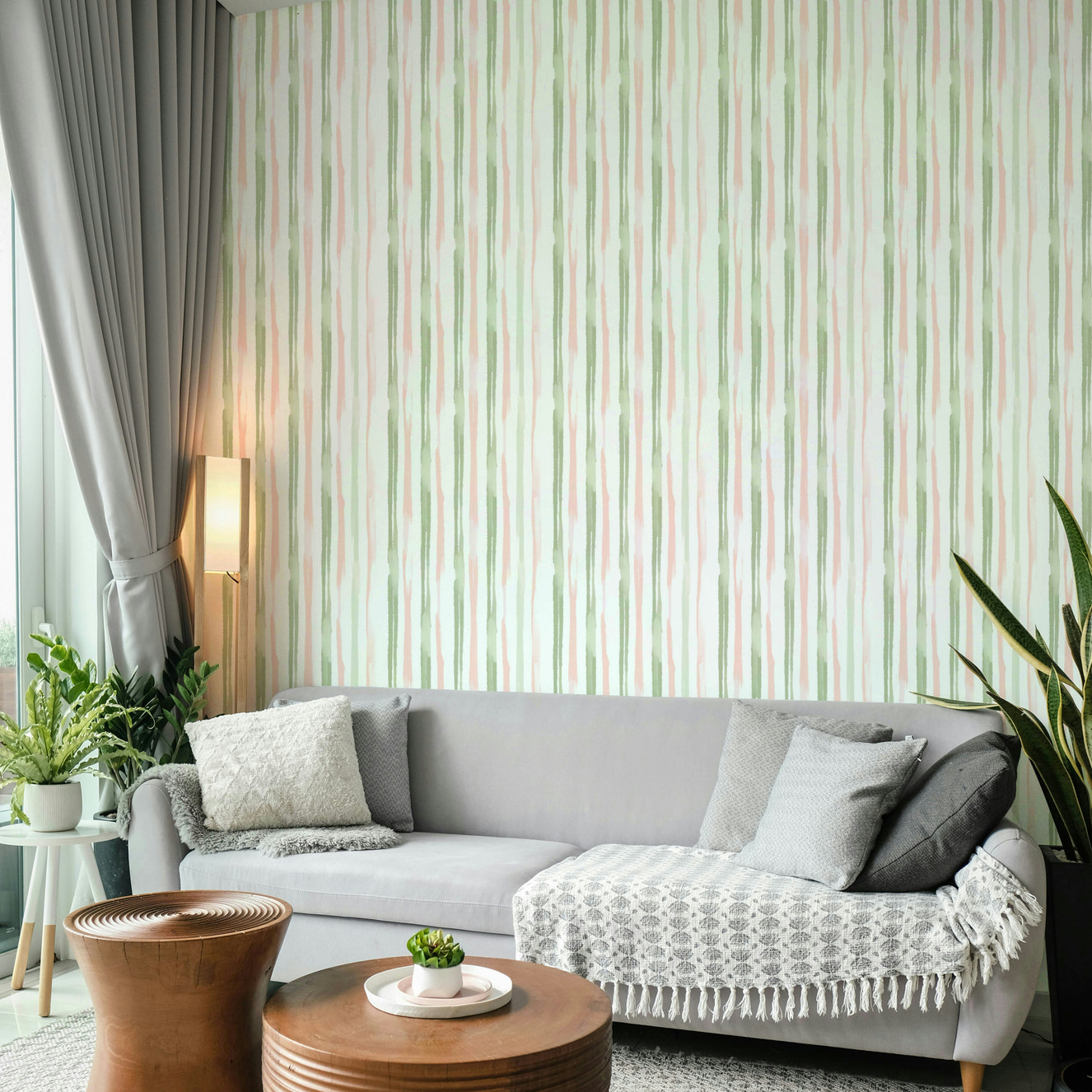 A beautiful watercolor vertical wallpaper mural for a modern home.

