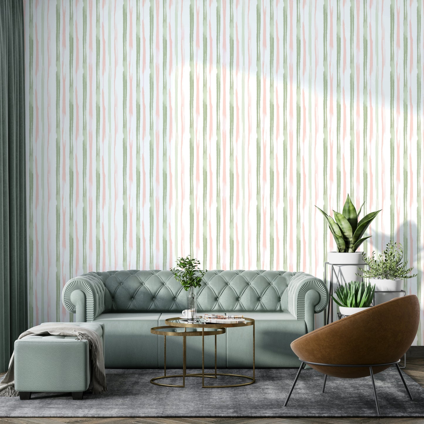A calming abstract design wallpaper mural that defines a space.

