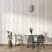 A peaceful abstract stripe mural on decorative wallpaper.

