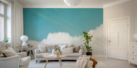 A beautiful modern cloudscape wall mural for a living room.

