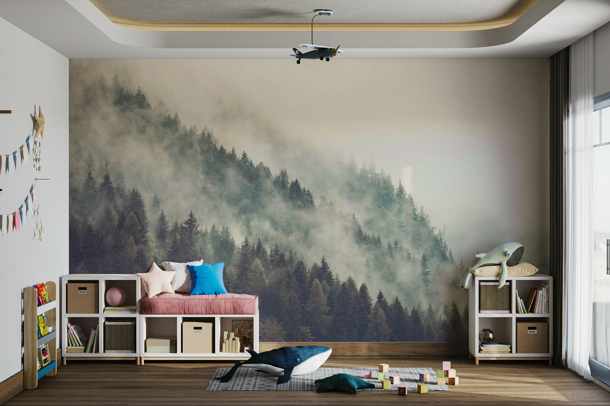 A classic misty mountain wallpaper for walls.


