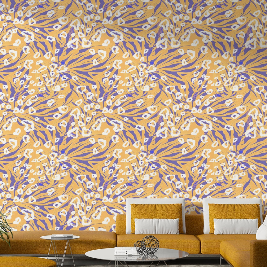 A calming abstract design wallpaper mural that defines a space.

